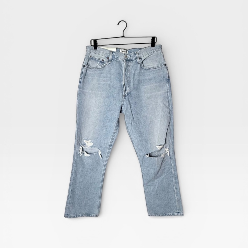 Agolde Riley High Rise Straight Crop Jean Pant light wash‎ Size 31 NWT (J)